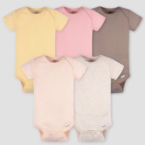 Gerber Baby 5pk Short Sleeve Onesies - Pink Newborn