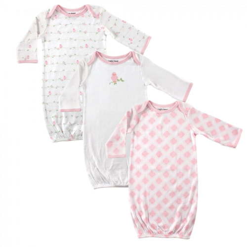 Luvable Friends Baby Girl Cotton Gowns, Bird, 0-6 Months