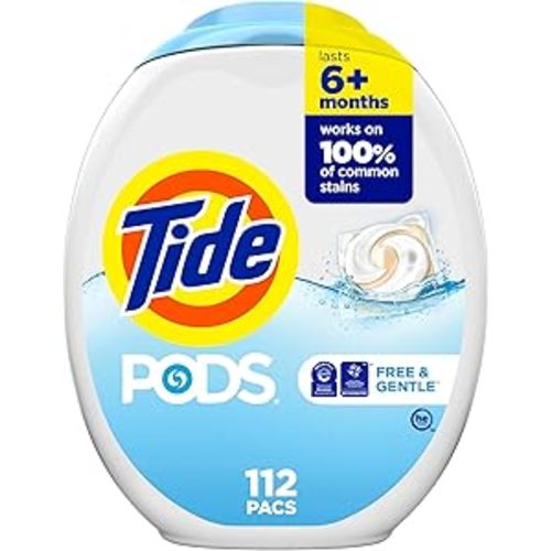 Tide PODS Cold Water Clean, Free and Gentle Laundry Detergent Soap Pacs, 112 Count, Unscented Hypoallergenic Laundry Detergent for Sensitive Skin