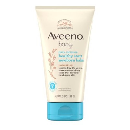 Aveeno Baby Healthy Start Nourishing Newborn Balm, Hypoallergenic Baby Skin Balm with Prebiotic Oat Leaves a Nourishing Layer to Care for Newborn Skin, Fragrance-Free, 5 oz C25