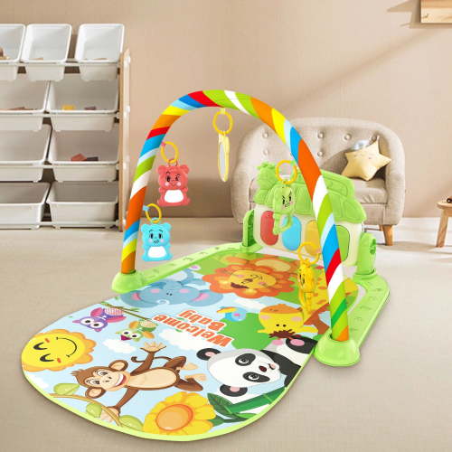 Coollooc Play Mat Piano Time Activity Mat With Music Play Mat For With 5 Linkable Toys