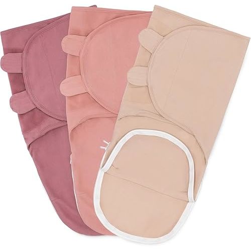 Comfy Cubs Easy Swaddle Blanket, 3 Pack - 100% Cotton Newborn Wrap, Small for 0-3 Months Infants, with Zipper Closure, Breathable and Durable Sleep Sack for Babies