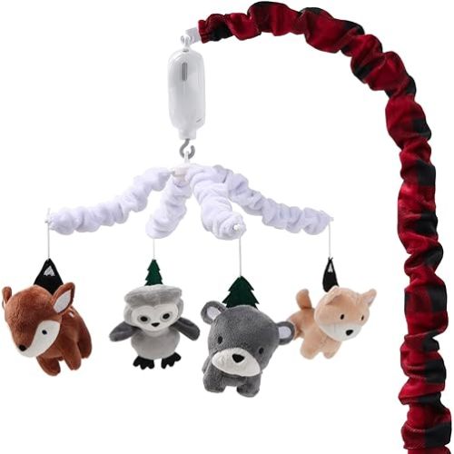 The Peanutshell Woodland Animal Crib Mobile for Baby Boys or Girls | Digital Music Box with 12 lullabies