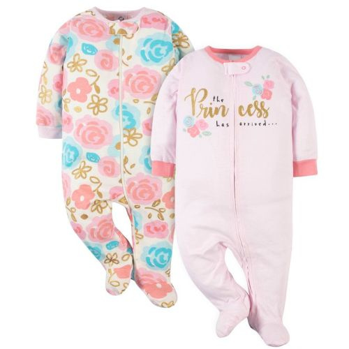 Gerber Baby Girls' Long Sleep Sleep 'N Plays, 2-Pack