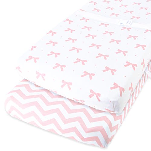 Cuddly Cubs Changing Pad Covers – 2 Pack – Snuggly Soft Plush Cotton Changing Table Covers for Girl – Fits Perfectly on Summer Infant and Other 16 x 32 Baby Changing Table Pads – Pink