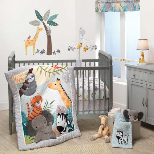 Mighty Jungle Animals 3-Piece Baby Nursery Crib Bedding Set – Lambs & Ivy