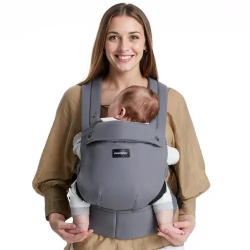 Momcozy Baby Carrier - Ergonomic, Cozy and Lightweight Carrier for 7-44lbs, Effortless to Put On, Ideal for Hands-Free Parenting, Enhanced Lumbar Support, Purehug for Infant to Toddler, Grey