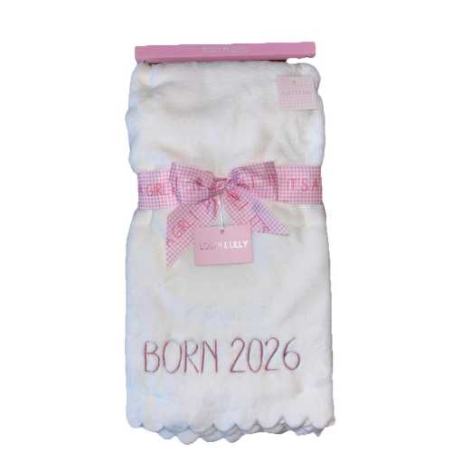 Baby Born 2026 White Pink Soft Baby Blanket 30” x 40” Gift Girl
