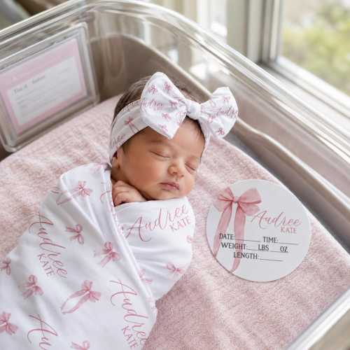 Personalized Bow and Swaddle Blanket