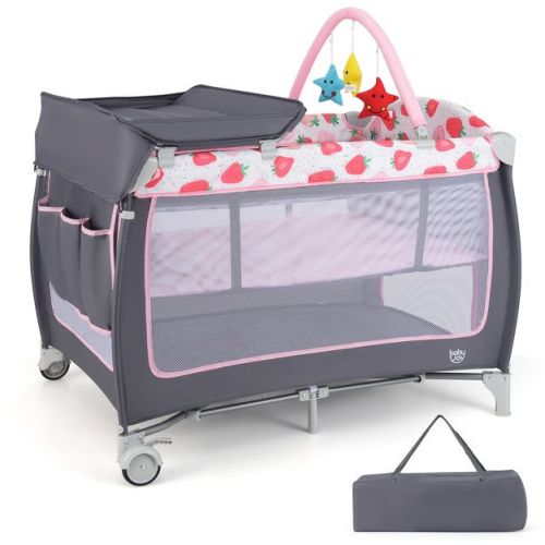 Infans 4 in 1 Baby Playard Portable Infant Nursery Center w/ Zippered Door Colorful