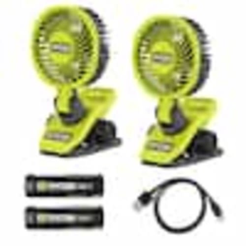 RYOBI USB Lithium Clamp Fan Kit 2-Pack with (2) 2.0 Ah USB Lithium Batteries and Charging Cable FVF51K2SB