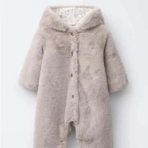FAUX FUR HOODIE ROMPER - Beige | ZARA United States