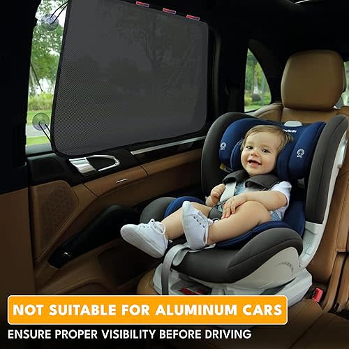 EcoNour Magnetic Car Sun Shade Side Window (2 Pack) | Rear Window Sun Shade, Blocks Harmful UV Rays | Ensures Privacy Protection | Baby Travel Accessories | Magnetic Curtain for Baby and Kids
