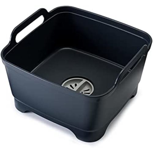 Joseph Joseph Wash & Drain Kitchen Dish Tub Wash Basin with Handles and Draining Plug, 9 liters, Grey