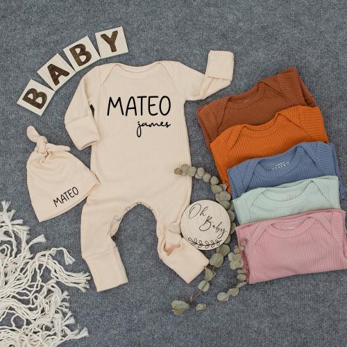 Personalized Modern First + Middle Name Baby Bodysuit And Hat Set, Going Home Outfit, Newborn Baby Clothes, Custom Newborn Gift, Baby Shower