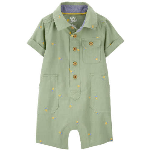 Baby Lemon Print Button-Front Romper