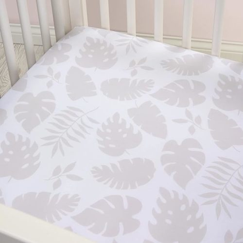 Trend Lab Palm Leaves Cotton Fitted Crib Sheet Set for Baby Nursery, Fits Standard Crib Mattress 28 in x 52 in, Fully Elasticized, 8-inch Pockets - One Size
