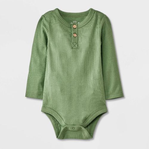 Baby Long Sleeve Henley Bodysuit - Cat & Jack™ Gray 3-6m