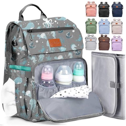 PILLANI Baby Diaper Bag Backpack - Large Bag for Boys & Girls, Waterproof Diaper Backpack - Travel Diaper Bags w/Changing Pad, Baby Registry Search & Shower Gifts - Essentials Must Haves Newborn Stuff