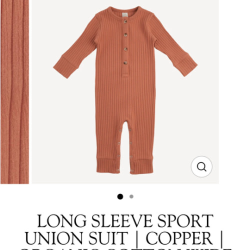 long sleeve sport union suit | copper | organic cotton wide rib