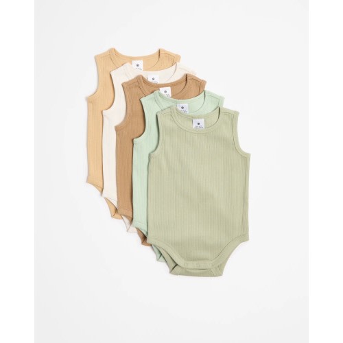 Baby Organic Cotton Rib Bodysuit 5 Pack | Target Australia