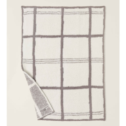 CozyChic® Grid Plaid Stroller Blanket - CREAM / BEACH ROCK COLOR