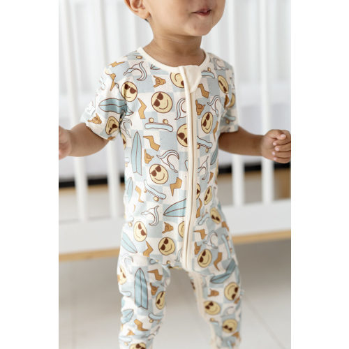 BAMBOO - OCEAN CHECKERS ONESIE