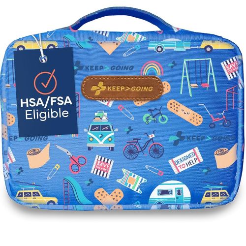 KeepGoing Large Home First Aid Kit for Kids – 270 Pc. for Car, Home, Dorm, & Boat with Latex-Free Bandages – 10 x 7 x 3.5 in. Travel First Aid Kit (Signature)