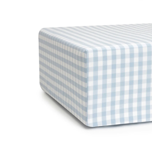Luxe Premium Cotton Crib Sheet in Light Blue Gingham