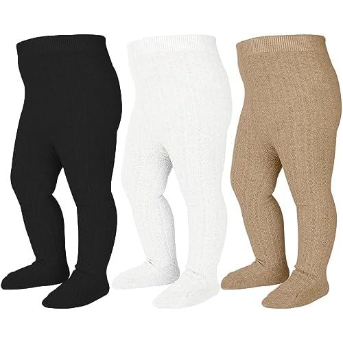 Baby Tights Cable Knit Tights Baby Leggings Seamless Cotton Stockings Pantyhose 3/4 Pack for Infants Toddlers 0-5T
