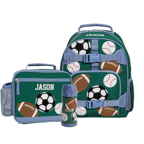 Mackenzie Green Sports Chenille Backpack & Lunch Bundle, Set of 3