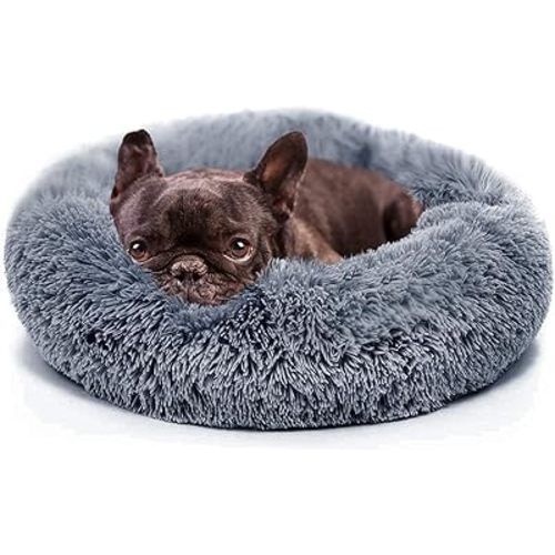 Small Calming Dogs Bed for Small Dogs Anti-Anxiety Machine Washable Fluffy Luxury Anti-Slip Waterproof Mute Base Warming Cozy Soft Pet Puppy Round Bed