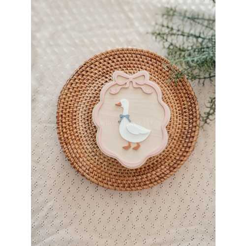 Oval Scalloped Goose Sign | Goose Nursery Art, Cottage Core, Whimsical Kids Room, Baby Girl Nursery Goose Sign, Girls Cottage Core Room