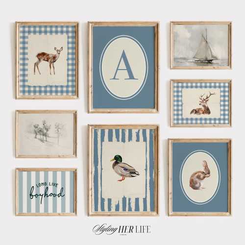 Vintage Nursery Art, Gallery Wall Set, Playroom Decor, Baby Boy Nursery, Baby Shower Gift, Farmhouse Wall Art, Nursery Printable, DIGITAL