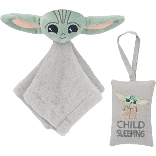 Lambs & Ivy Star Wars The Child/Baby Yoda Security Blanket/Door Pillow Gift Set