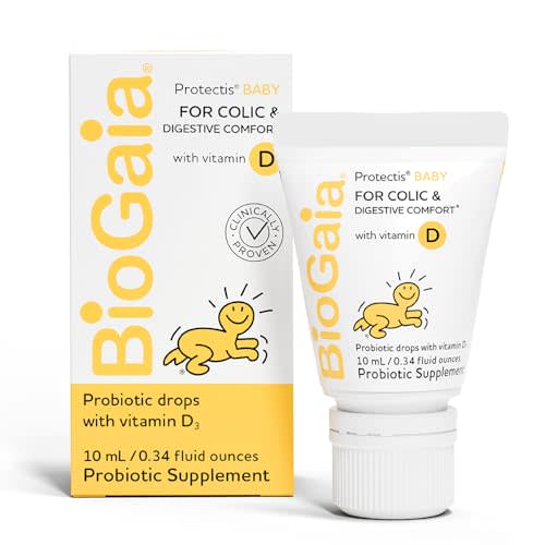 BioGaia Protectis Baby Probiotic Drops | Colic & Gas Relief + Vitamin D | Safe for Newborns | Ease Crying, Fussing, Colic, Gas, Spit-ups & Constipation | No Dairy, Soy & Gluten | 50 Day Supply | 10mL
