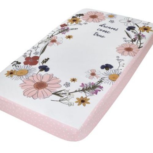 Nojo Keep Blooming Pink, White, Purple And Gold 'dreams Come True' Wild Flowers 100% Cotton Photo Op Nursery Fitted Crib Sheet