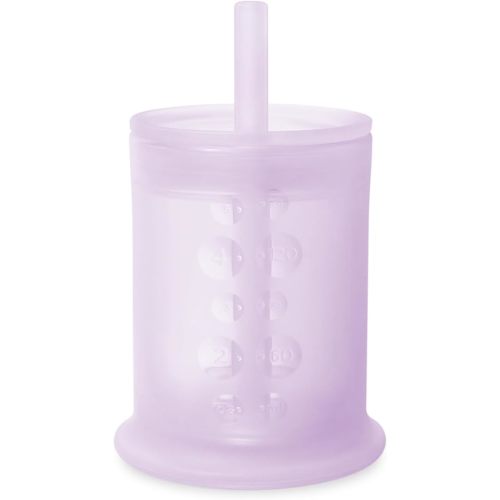 Olababy Silicone Training Cup with Straw Lid | Babies Water Drinking Cup | 6+ Mo Infant To 12-18 Months Toddler | Sippy Cup For Kids & Smoothie Cup | Baby Led Weaning (Lilac, 5 oz)