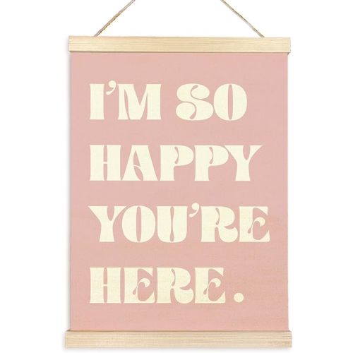 TAEDIN Boho Classroom Wall Art Poster Hanger Frame - Pink Nursery Wall Art with Wood Frames, Inspirational Wall Hanging Decor for Baby Kids Room School Home Bedroom, 12x16 Inches