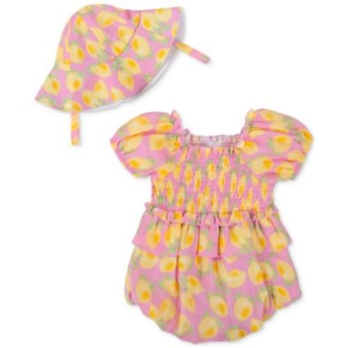 Baby Girls 2-Pc. Gauze Lemon Romper & Sun Hat Set