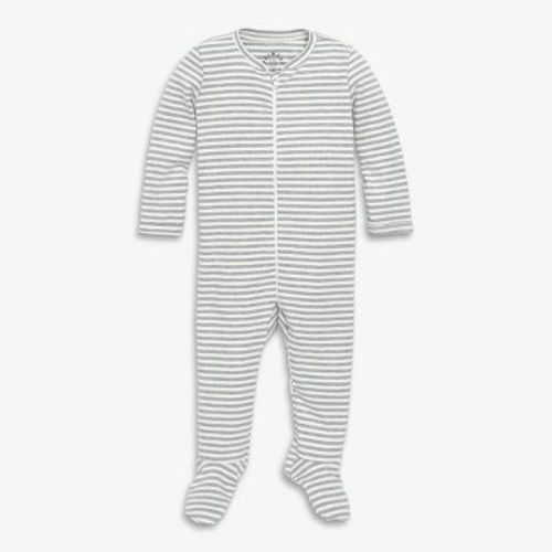 Primary Baby Organic Zip Footie in Cornflower Stripe Size 0-3 Months