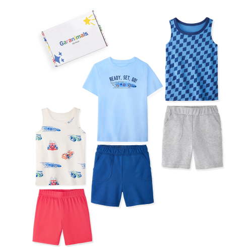 Garanimals Newborn, Baby & Toddler Boy Cotton 6-Piece Outfit Sets, Graphic Tops & Pull-On Bottoms, Sizes 0-6T