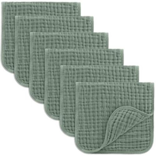 Muslin Burp Cloths Large 100% Cotton By Comfy Cubs (fern, Pack Of 6)