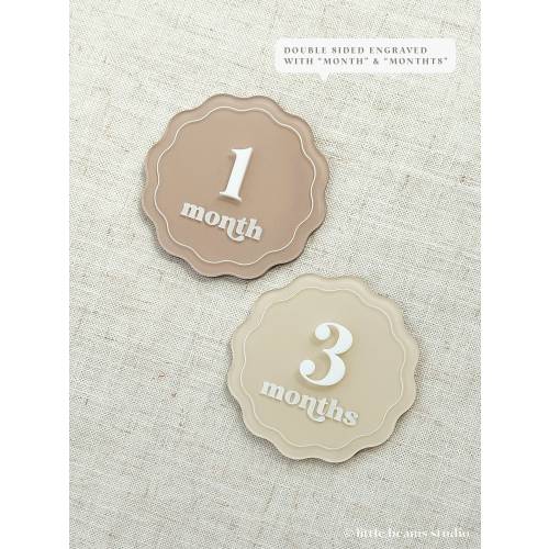 Acrylic Scallop Milestone Cards | Monthly Milestone Markers | Boho Interchangeable Milestone Card | Baby Shower Gift | Photo Prop
