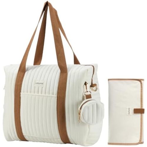 GOBABYMART Diaper Bag Tote for Moms, Baby Hospital Bag with Insulated Bottle Pockets, Changing Pad & Stroller Straps