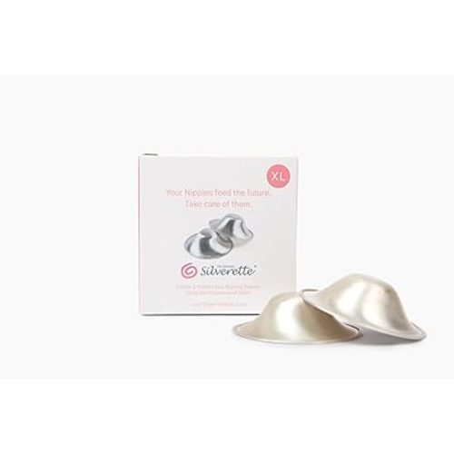 SILVERETTE The Original Silver Nursing Cups, Nipple Covers for Breastfeeding, XL