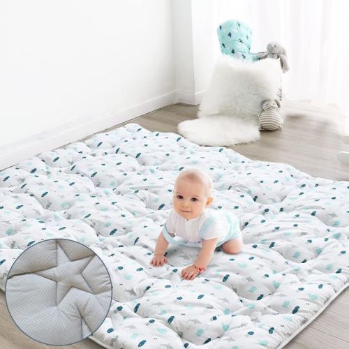 Biloban- Spring Spirit Baby Play Mat | Playpen Mat - Thicker Puff Tummy Time Activity Mat for Infant & Toddler Gray Dino 72*59