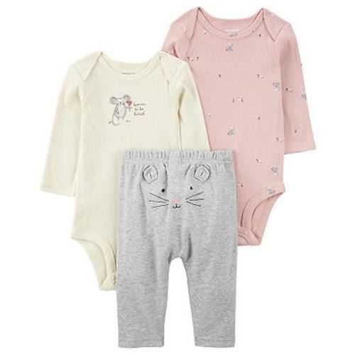 Baby Girl Carter's Dusty Rose 3-Piece Bodysuits & Pants Set