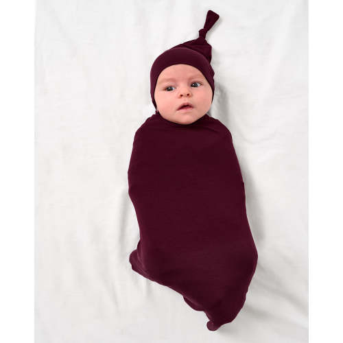 Classic Burgundy Swaddle & Hat Set | Little Sleepies