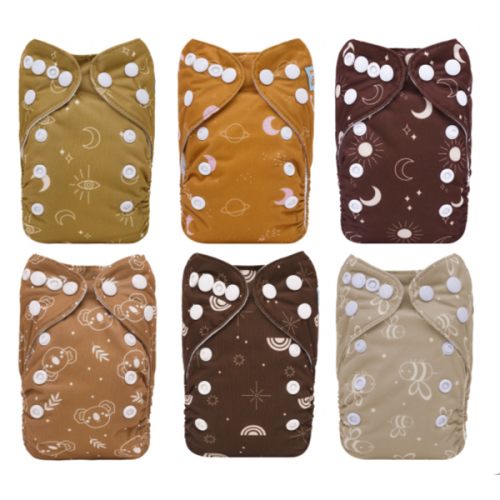 6-Pack Newborn Cloth Diapers with 6 Microfiber Inserts for Infants & Toddlers